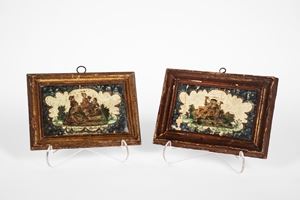 Coppia di quadretti ad &ldquo;Arte Povera&rdquo;. Italia settentrionale, secolo XVIII.