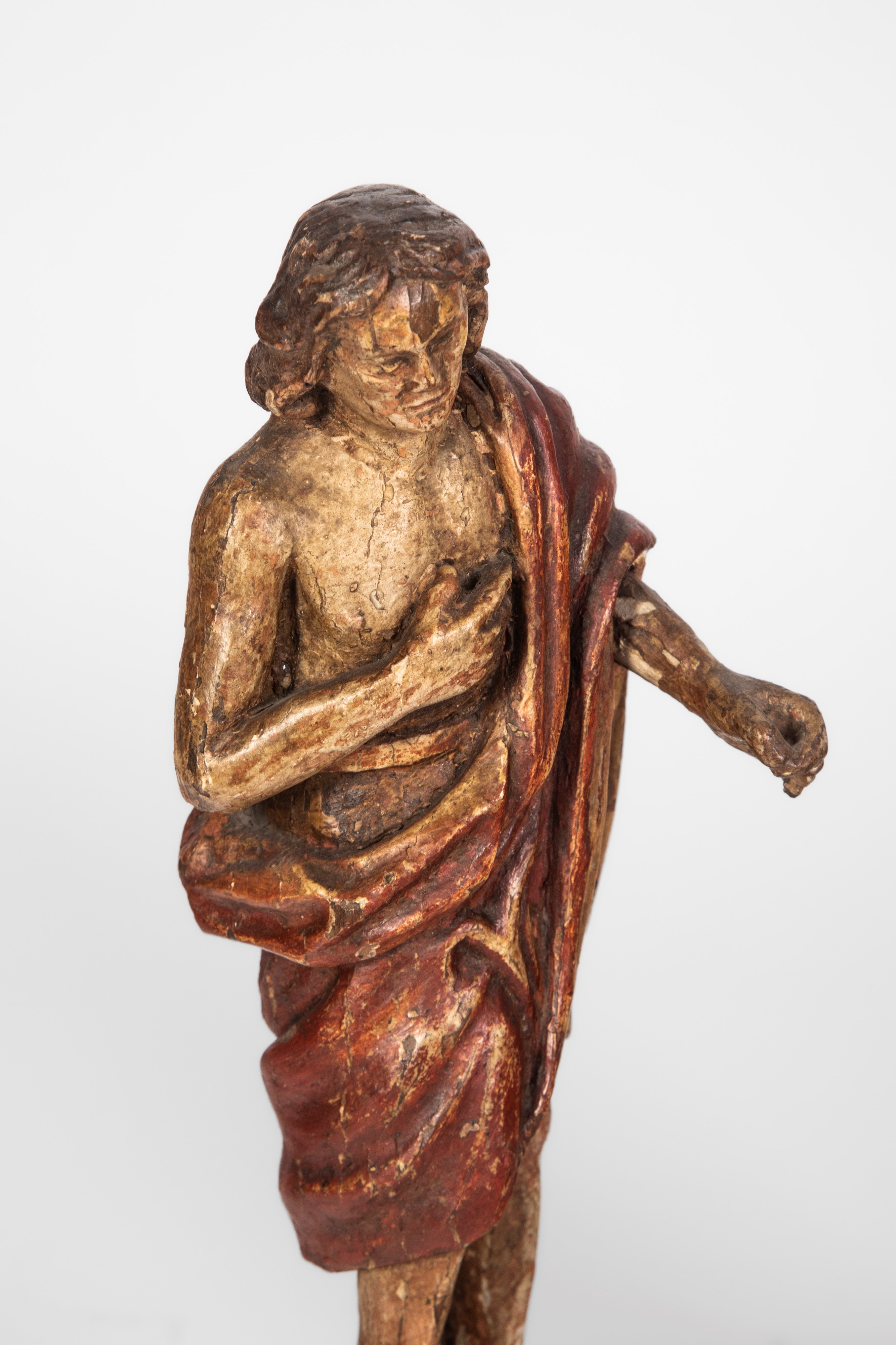 Due figure devozionali, scultura in legno scolpito e dipinto, secolo XVIII