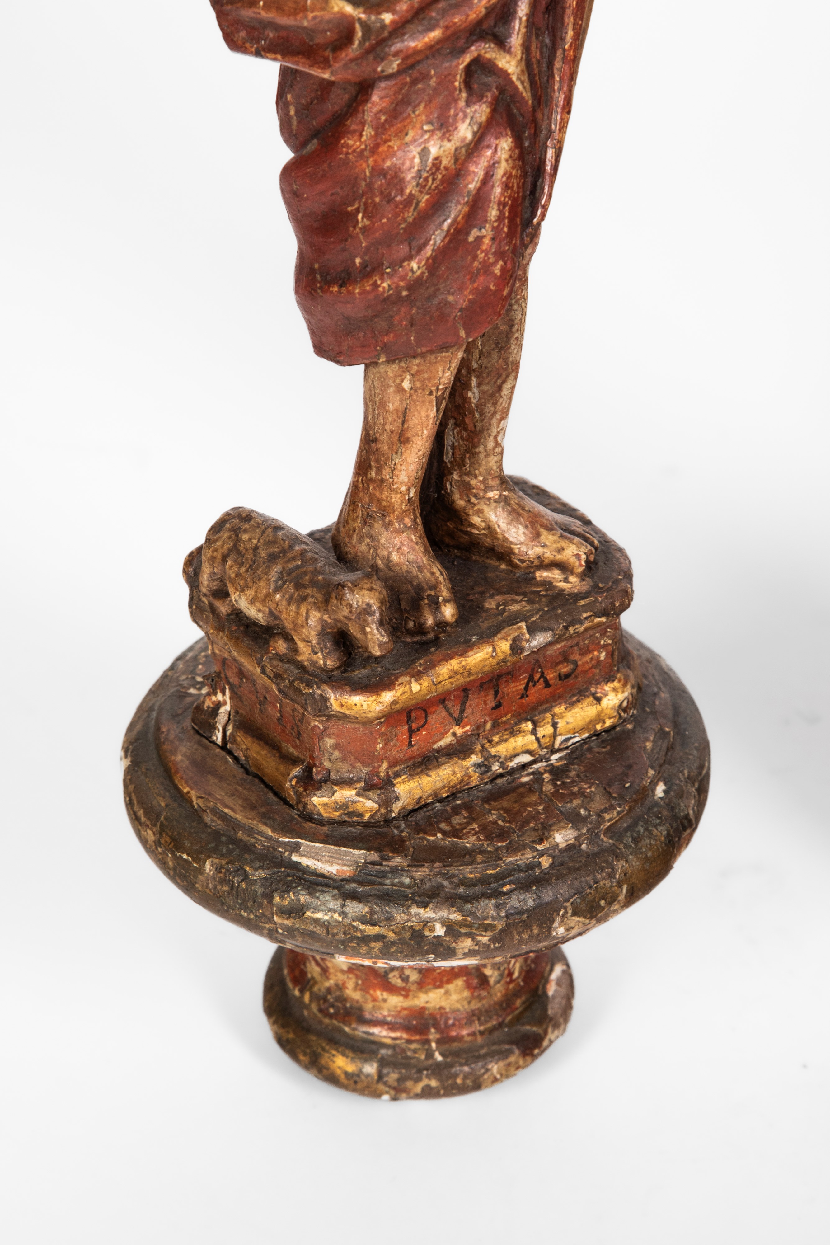 Due figure devozionali, scultura in legno scolpito e dipinto, secolo XVIII