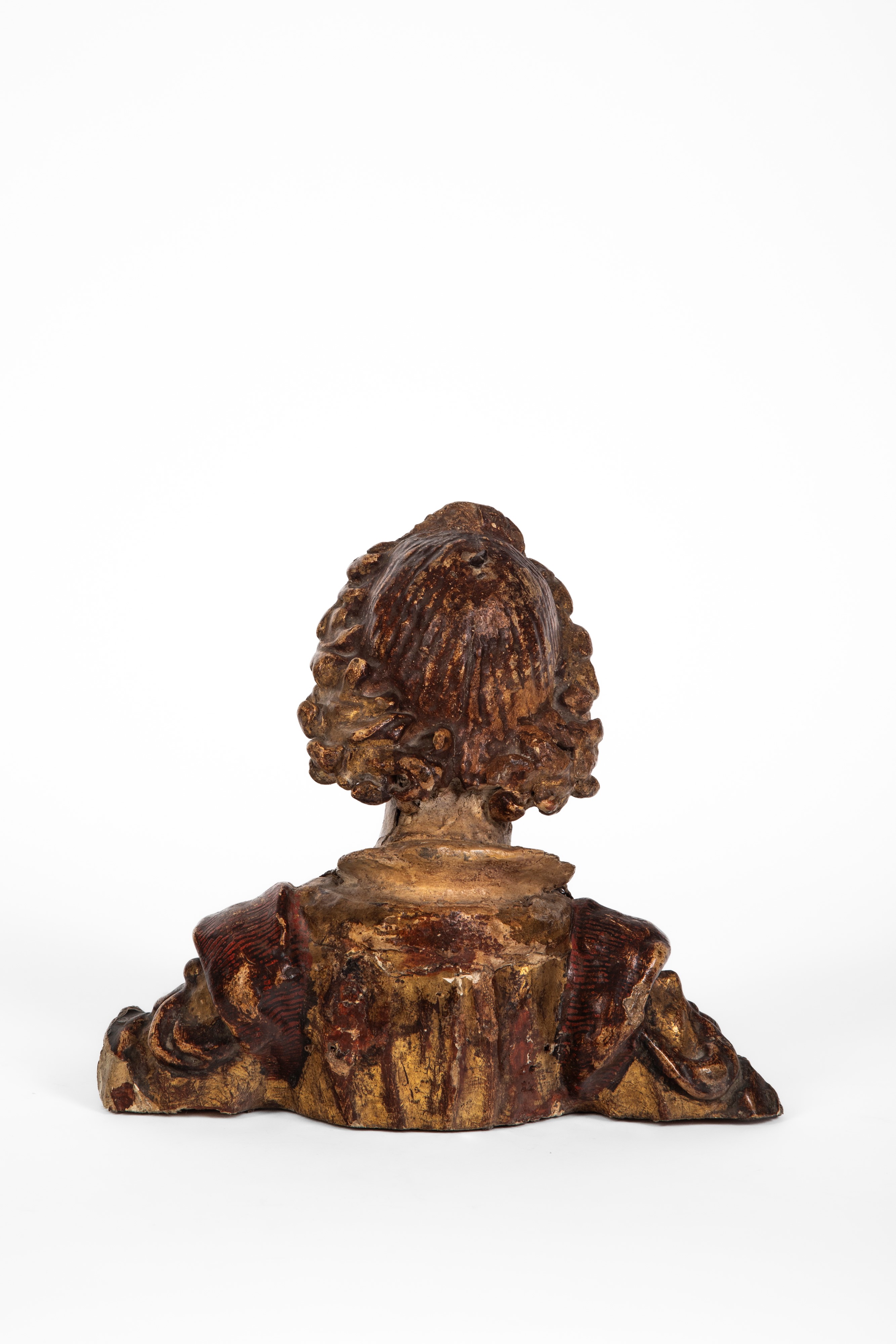 Busto di Angelo, legno e gesso scolpito laccato e dorato, Toscana, XVI secolo