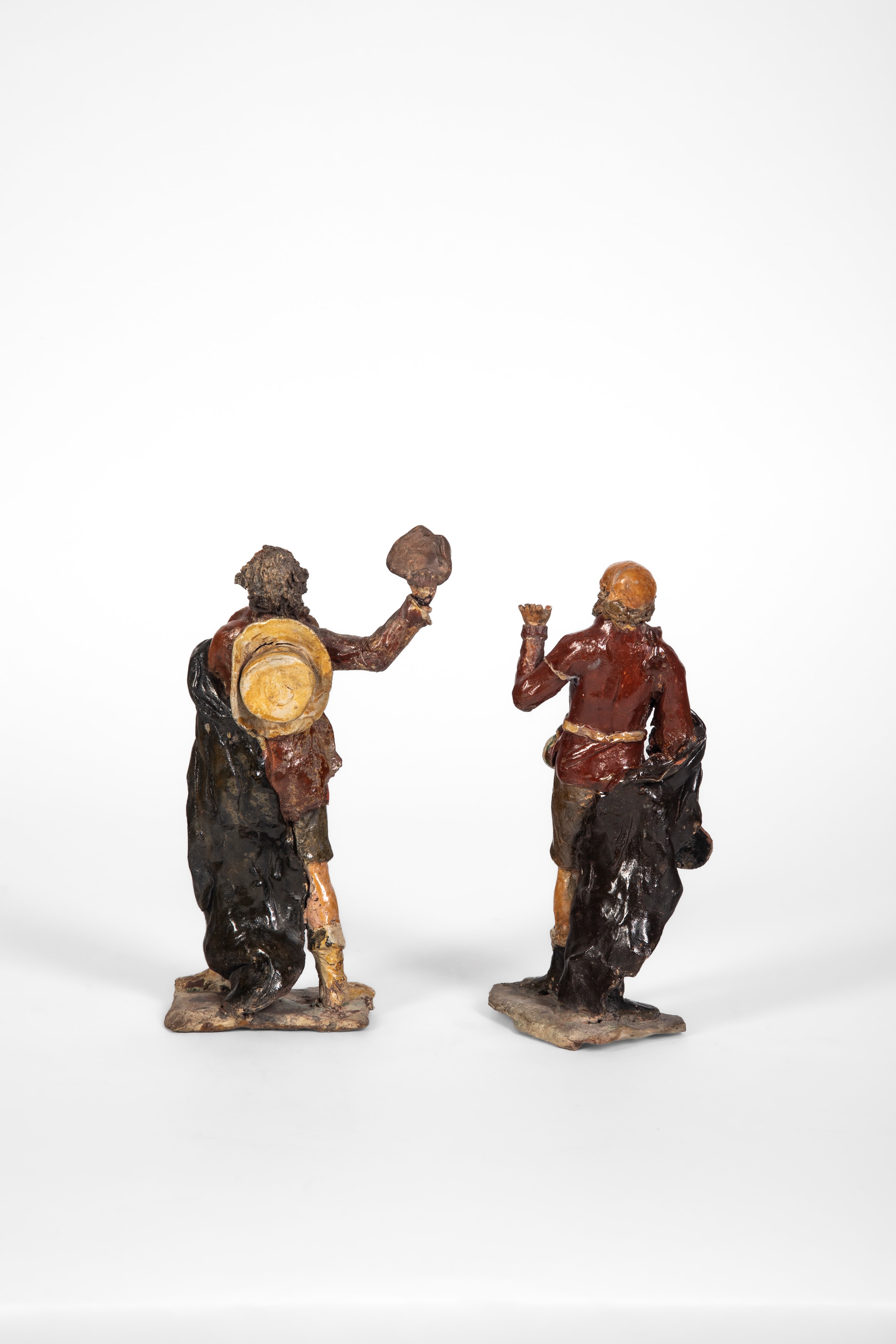 Arte genovese o napoletana, Due figure presepiali in terracotta policroma, XVIII secolo