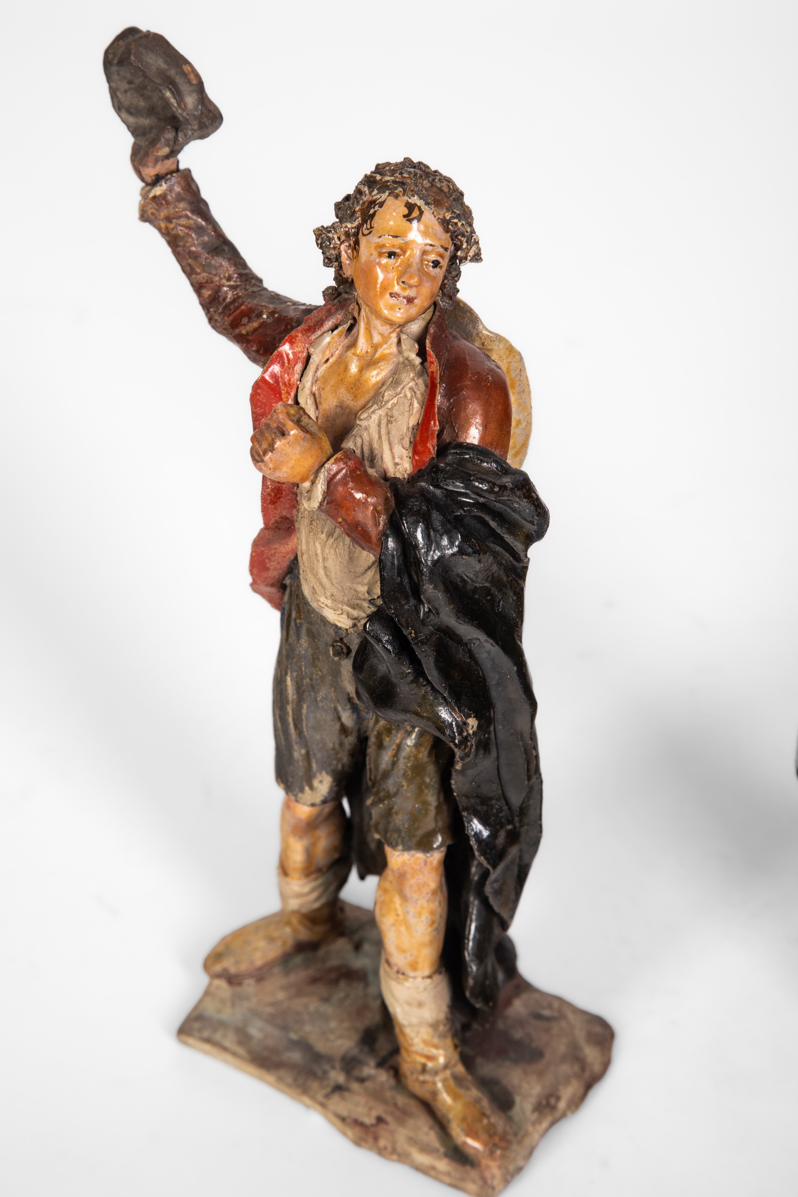 Arte genovese o napoletana, Due figure presepiali in terracotta policroma, XVIII secolo