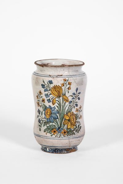 Albarello, maiolica policroma, XVIII secolo