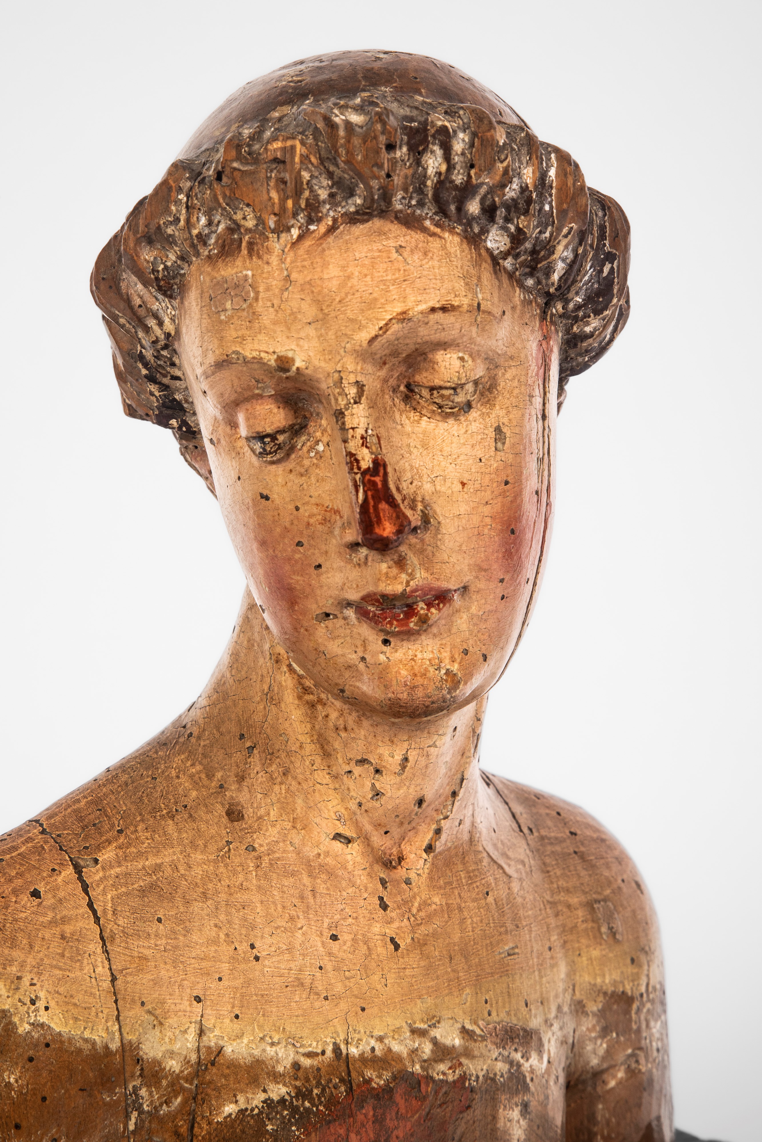 Toscana (sec. XV), Busto in legno scolpito policromo raffigurante la Vergine Annunciata