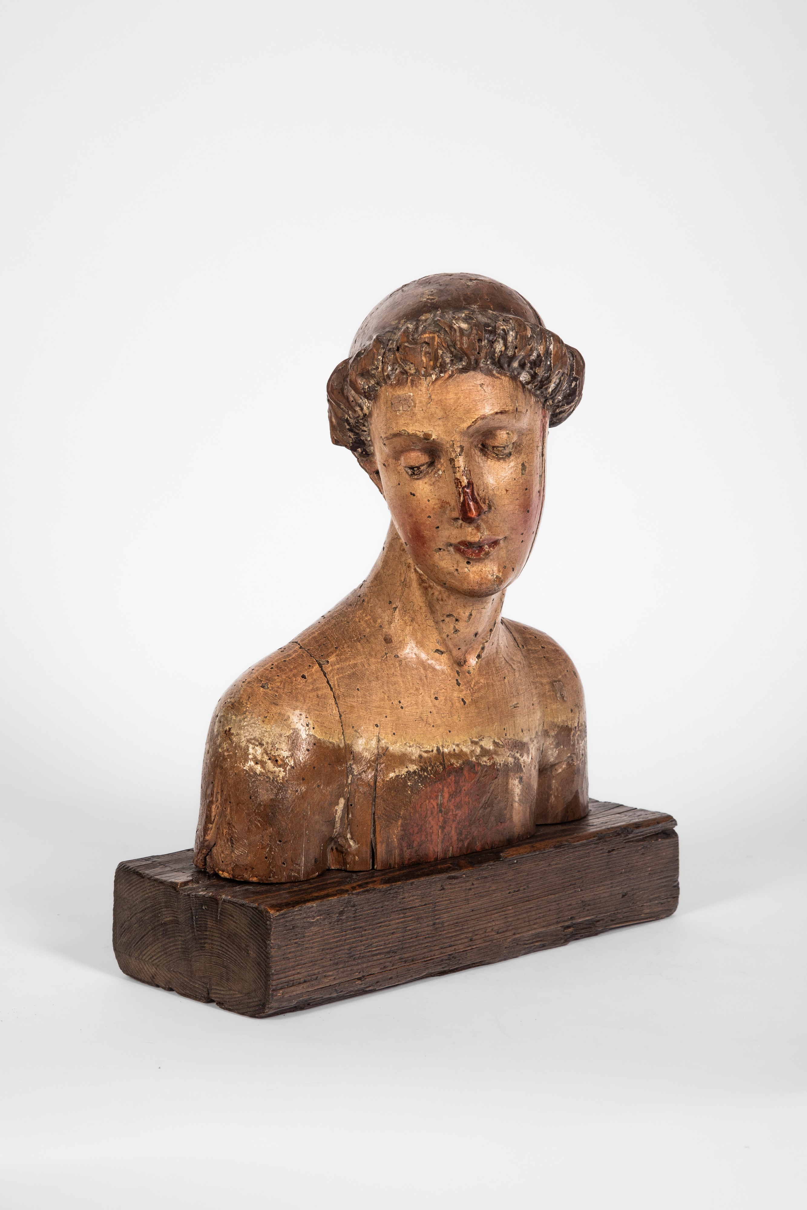 Toscana (sec. XV), Busto in legno scolpito policromo raffigurante la Vergine Annunciata