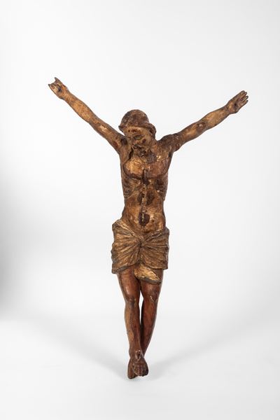 Crocifisso, coppia di crocifissi in legno scolpito e intagliato (cm 66 circa)