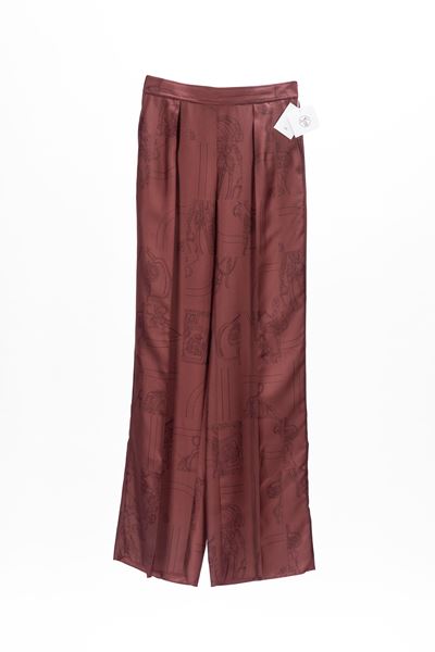 Abbigliamento da pigiama, pantaloni in seta stampata color Rouge H