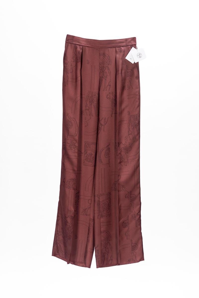 Hermès - Abbigliamento da pigiama, pantaloni in seta stampata color Rouge H