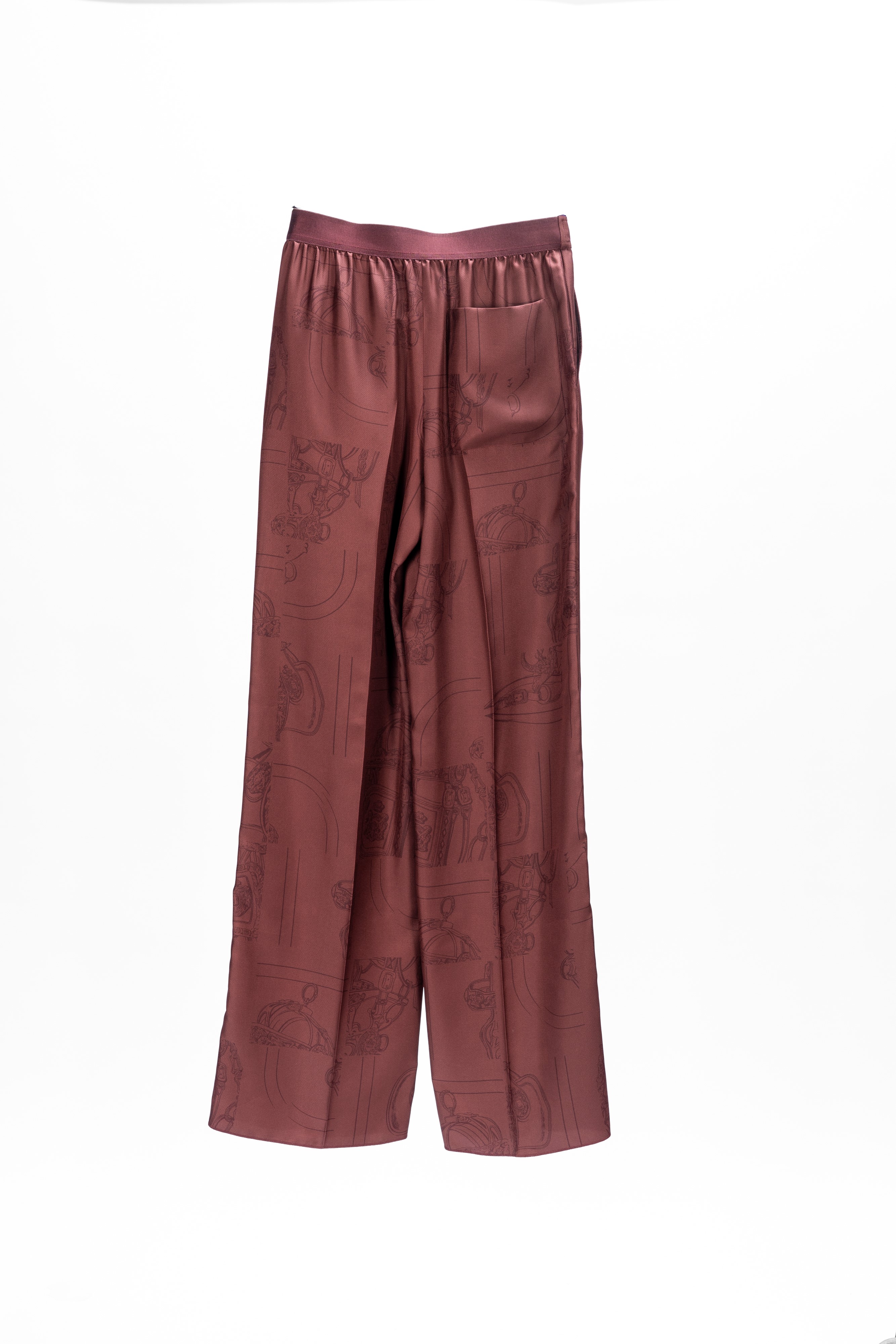 Hermès - Abbigliamento da pigiama, pantaloni in seta stampata color Rouge H