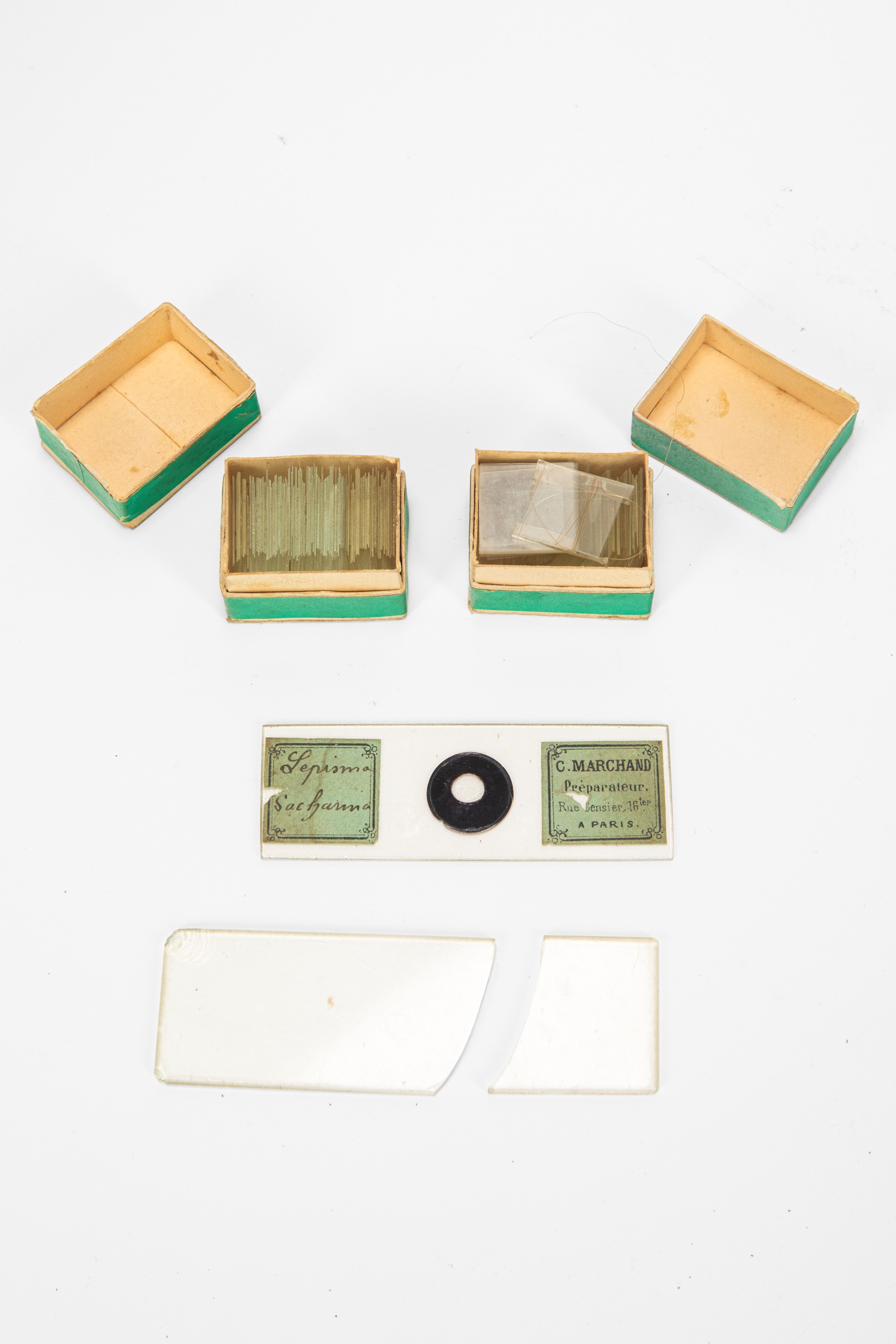 Charles Marchand, Microscopio in ottone con lente entro cofanetto ligneo