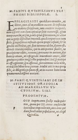M. F. Quintilianus [De Institutione Oratoria. Libri XII]