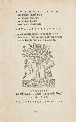 Evangelium secundum Matthaeum, secundum Marcum, secundum Lucam, secundum Johannem. Acta Apostolorum. Breves variarum tralationu annotationes