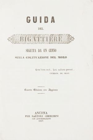 Bachicoltura - Spada Lavini, Alessandro - Guida del bigattiere, seguita da un cenno sulla coltivazione del moro