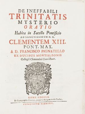Miscellanea religiosa - Petit de Montempuys, Jean-Gabriel - Oratio... habita in comitiis generalibus universitatis. Cum conclusionibus universitatis, sacrae theologiae facultatis, et praeclarae facultatis artium, ad hanc orationem pertinentibus