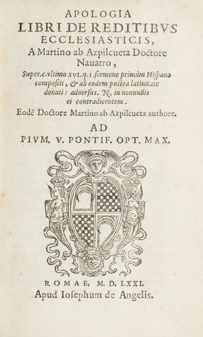 Azpilcueta, Apologia libros de reditibus ecclesiasticis, 1571