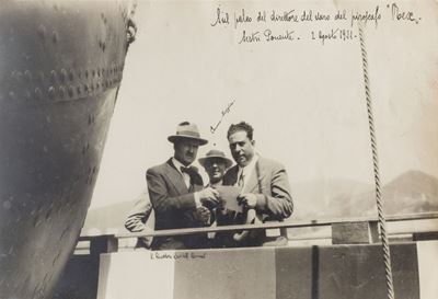 Fotografie d'epoca del varo del Piroscafo Rex e visite reali
