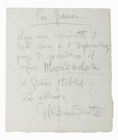 Lettera autografa firmata "Il Comandante"