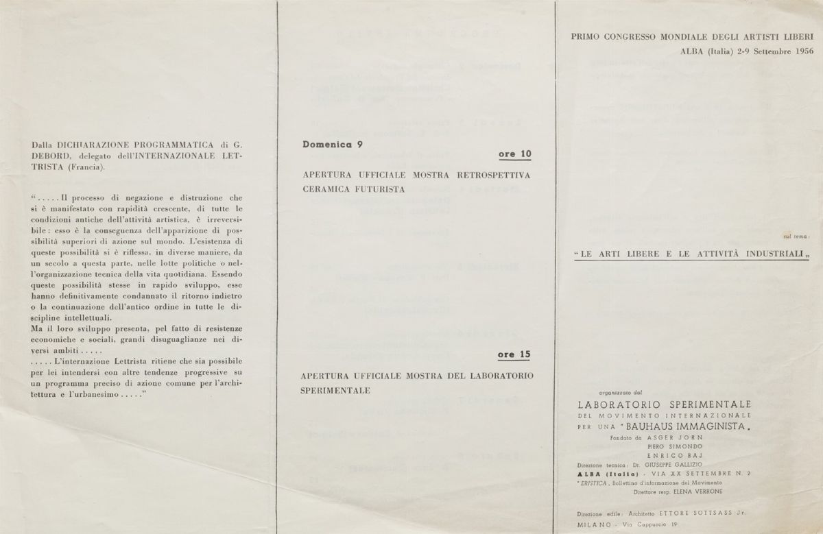 Internazionale Situazionista - Programma invito per il Primo Congresso Mondiale degli Artisti Lib...