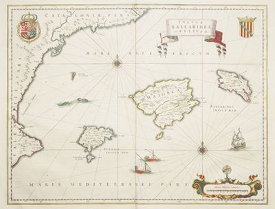 Blaeu, Isole Baleari e Pitiuse, carta geografica incisa in rame