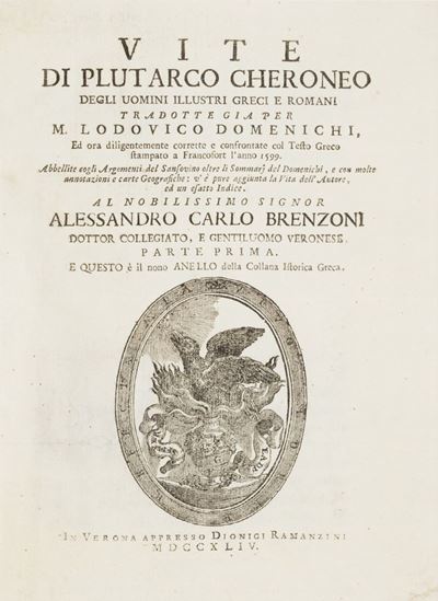 Plutarco (Domenichi, Ludovico), Vite di Plutarco - Verona, 1744