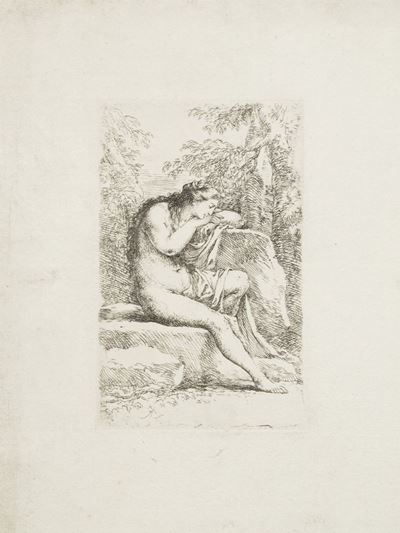 Salvator Rosa, Donna in meditazione, acquaforte