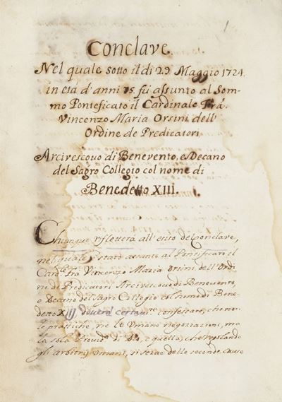 Conclave del 29 maggio 1724 sull'assunzione al Sommo Pontificato