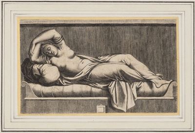 Raimondi, Cleopatra, bulino su cartoncino
