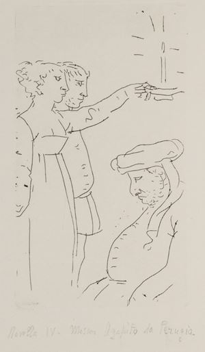 Edizione stampata per “I Cento Amici del Libro” in complessivi 118 esemplari numerati, il nostro è uno degli esemplari ad personam, firma del presidente dell’associazione al colophon.  Catalogo Mardersteig n.168. Cinque novelle