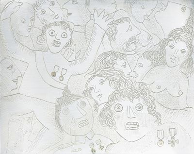 Le festin du généraux, incisione su lastra d'argento 800, 1972