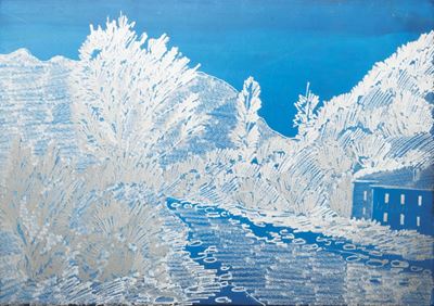La strada nel bosco, serigrafia su lastra d'argento 800