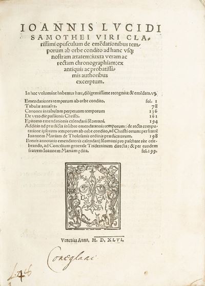 Ioannis Lucidi Samothei Viri Clarissimi Opusculum De Emendationibus Temporum Ab Orbe Condito Ad H...