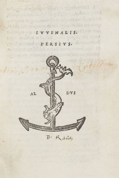 Aldina - Giovenale, Iuuenalis. Persius, Prima edizione aldina, 1501