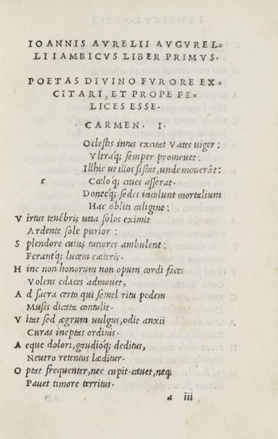 Augurelli, Iamblicus Liber I-II Sermonum liber I -II Carminum liber I-II