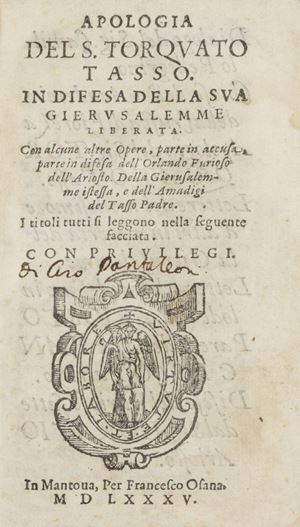 Apologia del s. Torquato Tasso. In difesa della sua Gierusalemme liberata