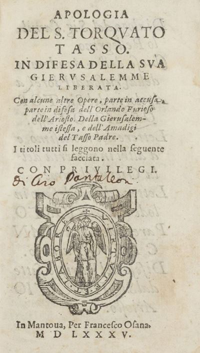 Apologia del s. Torquato Tasso. In difesa della sua Gierusalemme liberata, 1585
