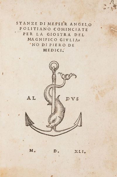 Poliziano, Stanze di messer Angelo Politiano, Venezia, 1541, Rara edizione aldina