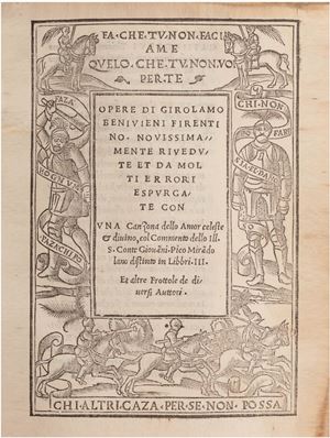 Benivieni, Girolamo  - Opere di Girolamo Beniuieni Firentino 