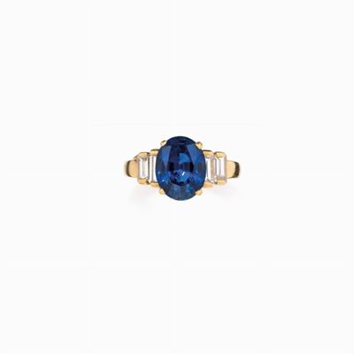 Anello in Zaffiro e Diamanti in Oro Gia