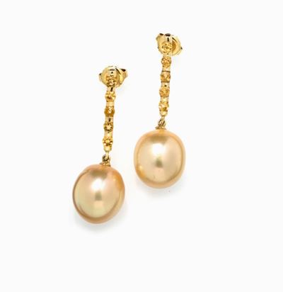 Paio di Orecchini in Perle Gold e Citrin