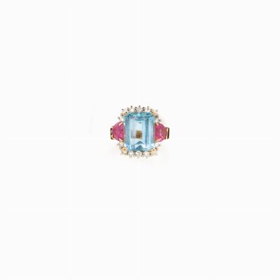 Anello in Acquamarina in Oro Bianco e G