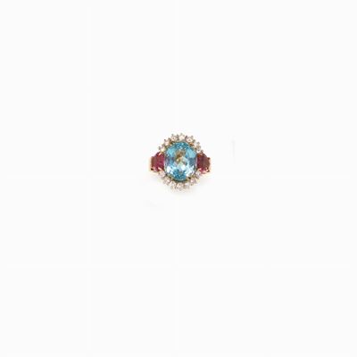 Anello in Acquamarina in Oro Bianco e G