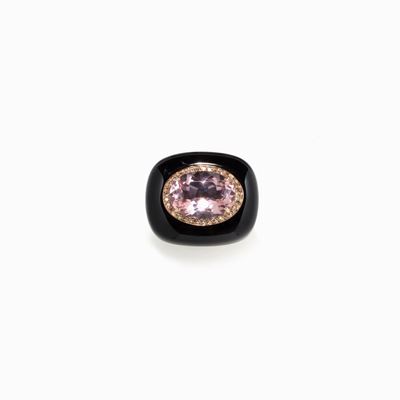 Anello in Onice e Morganite in Oro Rosé