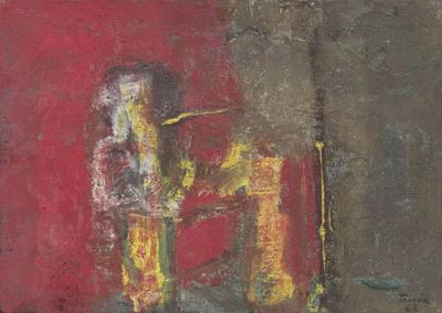 Composizione rosso - giallo, tecnica mista su tela (1963)