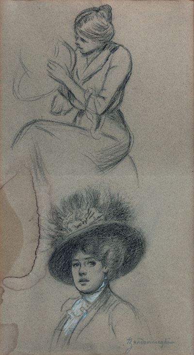 Studio di donne, disegno su carta