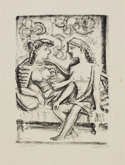 Seduzione, litografia II stato (prova Teseo), 1948