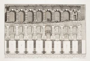  Foglio tratto da "Le antichità Romane". Ficacci 382. Pianta del serraglio delle fiere fabbricato da Domiziano per uso dell'Anfiteatro