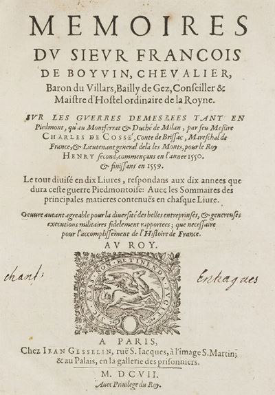Mémoires... Sur Les Guerres Demeslées Tant En Piedmont Qu’au Montferrat Et Duché De Milan, Par......