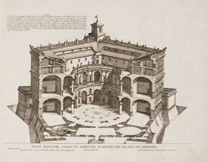  Questa edizione senza data (ma probalmente edita tra il 1691 ed il 1695), comprende le 103 tavole della prima edizione cui sono state aggiunte (nel 1691) due tavole di Domenico de Rossi.  [Palazzi di Roma de piu celebri architetti [...] Libro Primo.] / Nuovi disegni dell'Architetture, e piante dè palazzi di Roma dè più celebri architetti [...] Libro Secondo