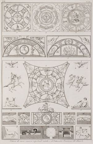 Tavole tratte dalla pregiata opera che tratta dell'arte medievale e del Rinascimento. Le idee dell'autore (1730 - 1814), dipendono ancora dal classicismo del Winckelmann ma importante è il suo interesse per i primitivi. [Storia dell'arte col mezzo dei monumenti ] 