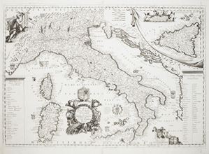 Carta geografica della penisola tratta dal celebre Isolario edito a Venezia nel 1690.  L'Italia Parte Occidentale  [e Italia parte orientale]